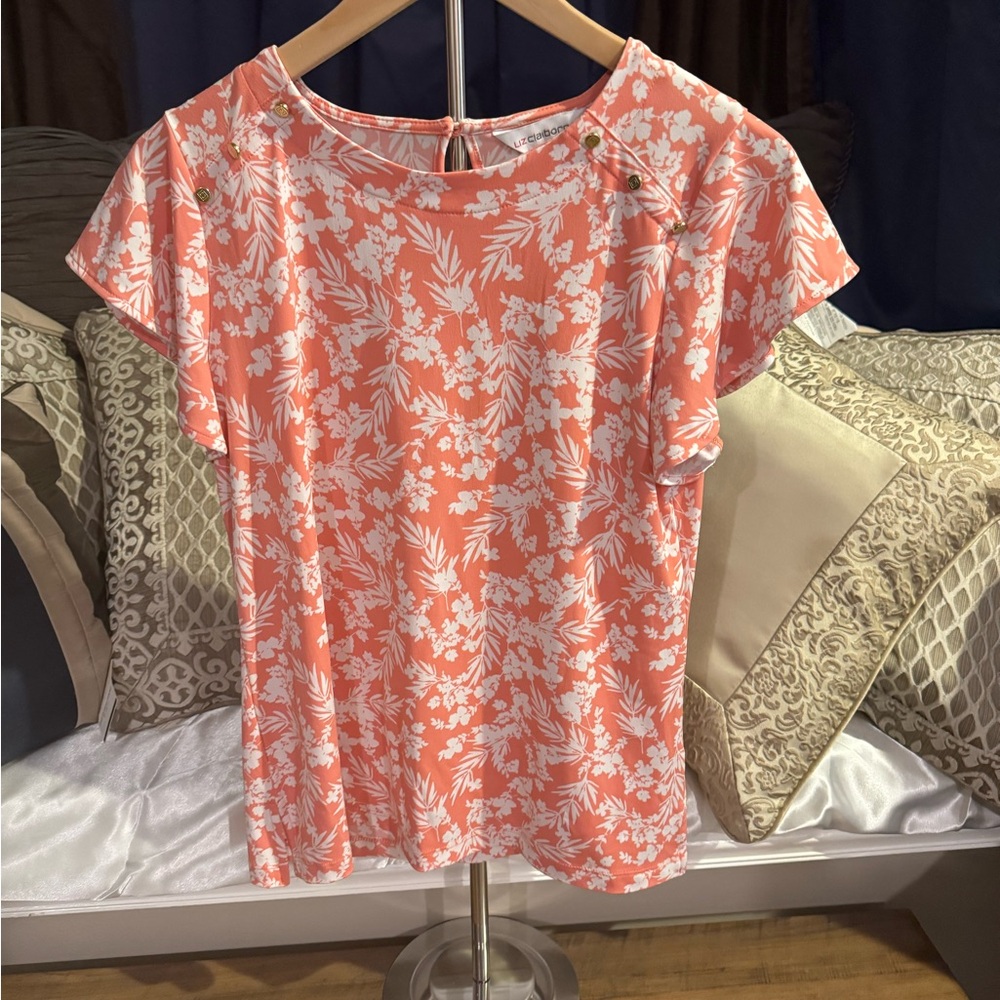 Liz Claiborne Coral Floral Blouse